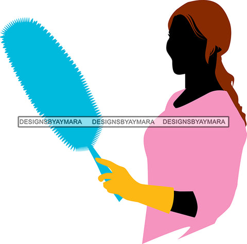 Cleaning Service Company Logo Woman Housekeeping Worker Housekeeper Maid SVG Cut File For Silhouette and Cricut