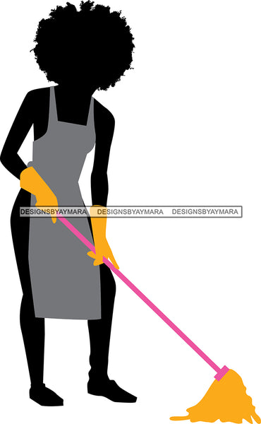 Cleaning Service Company Logo Woman Housekeeping Worker Housekeeper Maid SVG Cut File For Silhouette and Cricut
