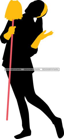Cleaning Service Company Logo Woman Housekeeping Worker Housekeeper Maid SVG Cut File For Silhouette and Cricut