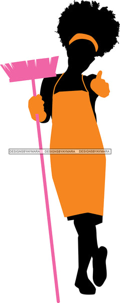 Cleaning Service Company Logo Woman Housekeeping Worker Housekeeper Maid SVG Cut File For Silhouette and Cricut