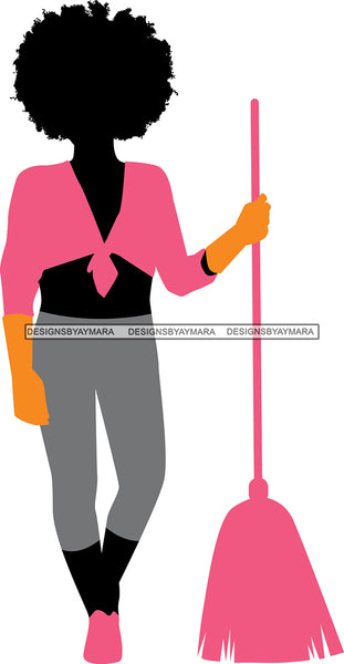 Cleaning Service Company Logo Woman Housekeeping Worker Housekeeper Maid SVG Cut File For Silhouette and Cricut
