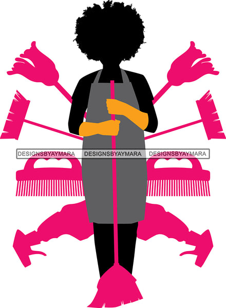 Cleaning Service Company Logo Woman Housekeeping Worker Housekeeper Maid SVG Cut File For Silhouette and Cricut