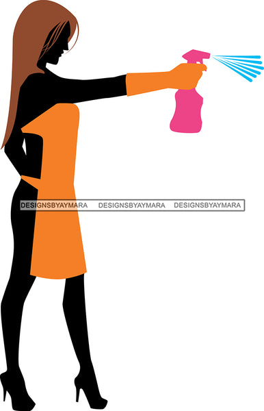 Cleaning Service Company Logo Woman Housekeeping Worker Housekeeper Maid SVG Cut File For Silhouette and Cricut