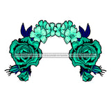 Blue And Green Flowers Headpiece Headband Only JPG PNG  Clipart Cricut Silhouette Cut Cutting
