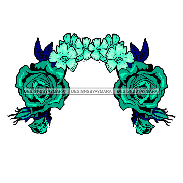 Blue And Green Flowers Headpiece Headband Only JPG PNG  Clipart Cricut Silhouette Cut Cutting