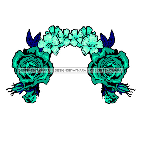 Blue And Green Flowers Headpiece Headband Only JPG PNG  Clipart Cricut Silhouette Cut Cutting