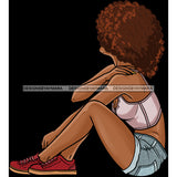 Black Woman Big Afro In Jean Shorts JPG PNG  Clipart Cricut Silhouette Cut Cutting