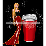 Caucasian Fashion Model in Red Long Blonde Hair JPG PNG  Clipart Cricut Silhouette Cut Cutting