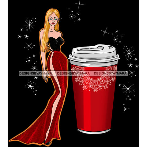 Caucasian Fashion Model in Red Long Blonde Hair JPG PNG  Clipart Cricut Silhouette Cut Cutting