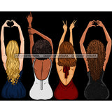 4 Ladies Love And Peace  Showing Love And Peace  JPG PNG  Clipart Cricut Silhouette Cut Cutting