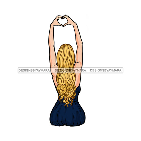 Blonde Woman In Blue Love And Peace  Showing Love And Peace  JPG PNG  Clipart Cricut Silhouette Cut Cutting