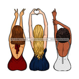 3 Women In Red White Blue Gowns Love And Peace  Showing Love And Peace  JPG PNG  Clipart Cricut Silhouette Cut Cutting