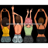 4 Women  Showing Love Hearts Peace  JPG PNG  Clipart Cricut Silhouette Cut Cutting