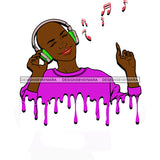 Dripping Young Lady Woman Love Listening To Music Headphones In Purple  JPG PNG  Clipart Cricut Silhouette Cut Cutting