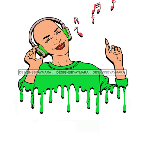 Dripping Young Lady Woman Love Listening To Music Headphones  JPG PNG  Clipart Cricut Silhouette Cut Cutting