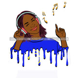 Dripping Young Lady Woman Love Listening To Music Headphones In Red JPG PNG  Clipart Cricut Silhouette Cut Cutting