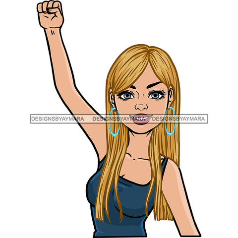 Blonde Woman Holding Fist Up Power JPG PNG  Clipart Cricut Silhouette Cut Cutting