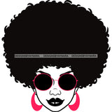 Black Woman Big Afro Black Lips In Black And White Pink Earrings JPG PNG  Clipart Cricut Silhouette Cut Cutting