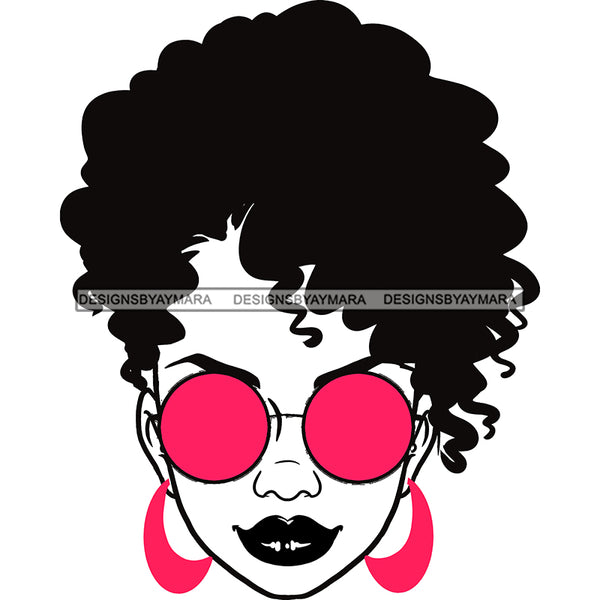 Black Woman  Black Lips In Black And White Pink Earrings JPG PNG  Clipart Cricut Silhouette Cut Cutting