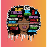 Dripping Classy Black Woman Big Afro Words In Hair Smart Diva  JPG PNG  Clipart Cricut Silhouette Cut Cutting