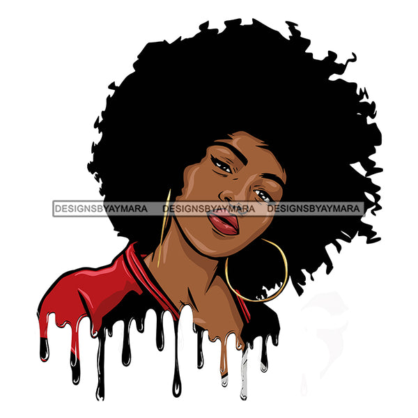 Sassy Black Woman Big Afro Dripping Png Clipart Cricut Silhouette