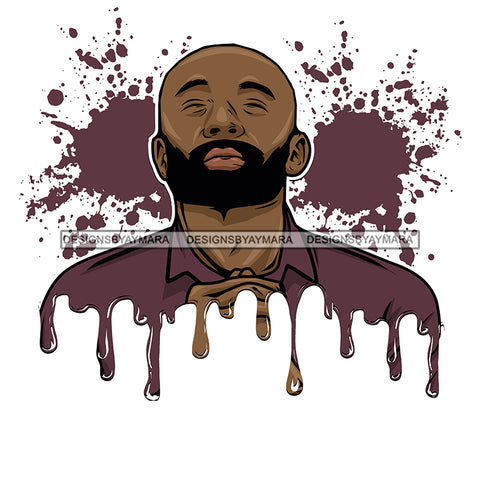 Black Man Dripping Short Hair With Beard Splash Of Brown JPG PNG  Clipart Cricut Silhouette Cut Cutting