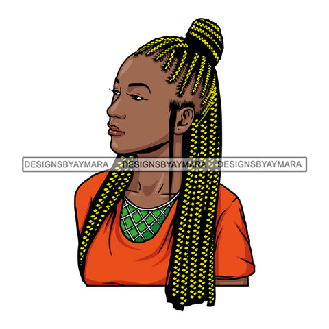 Afro Black Woman Swag Sexy Braided Cornrows Green Long Hair Style SVG Cutting Files For Silhouette Cricut