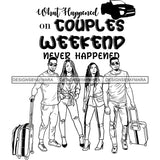 Couples Vacation Getaway Buddies Road Trip Weekend Adventure Illustration B/W SVG JPG PNG Vector Clipart Cricut Silhouette Cut Cutting