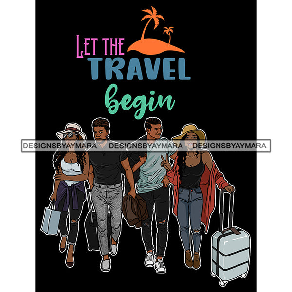 Couples Vacation Getaway Friends Paradisiacal Island Adventure Black Background SVG JPG PNG Vector Clipart Cricut Silhouette Cut Cutting
