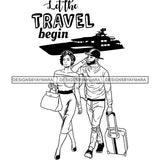 Couple Vacation Getaway Married Love River Cruise Adventure Illustration B/W SVG JPG PNG Vector Clipart Cricut Silhouette Cut Cutting