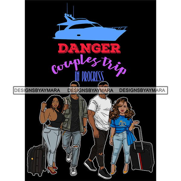 Couples Vacation Getaway Friends Luxurious Cruise Adventure Black Background SVG JPG PNG Vector Clipart Cricut Silhouette Cut Cutting