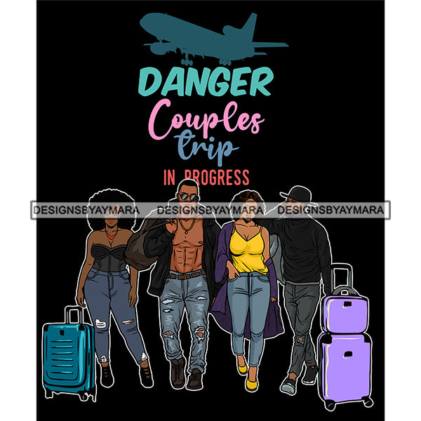 Couples Vacation Getaway Friends Having Fun Trip Lifestyle Black Background SVG JPG PNG Vector Clipart Cricut Silhouette Cut Cutting
