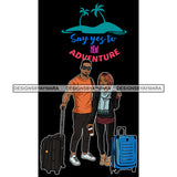 Couple Vacation Getaway Lovers Paradisiacal Beach Adventure Black Background SVG JPG PNG Vector Clipart Cricut Silhouette Cut Cutting