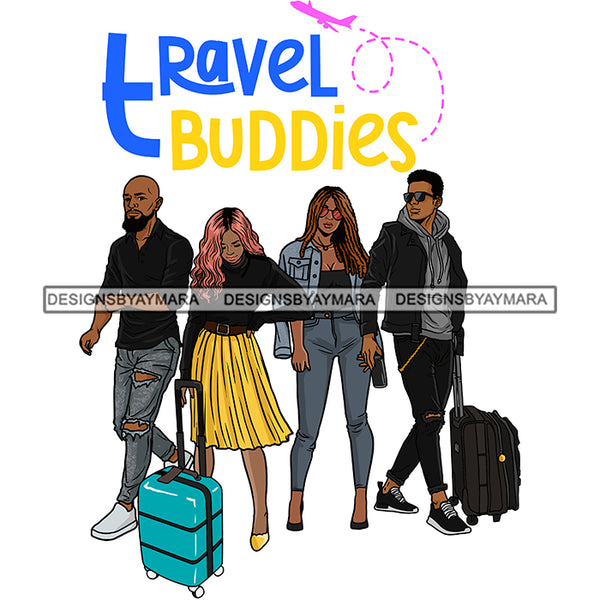 Couples Vacation Getaway Buddies Flying Weekend Adventure White Background SVG JPG PNG Vector Clipart Cricut Silhouette Cut Cutting