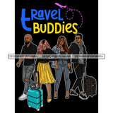 Couples Vacation Getaway Buddies Flying Weekend Adventure Black Background SVG JPG PNG Vector Clipart Cricut Silhouette Cut Cutting