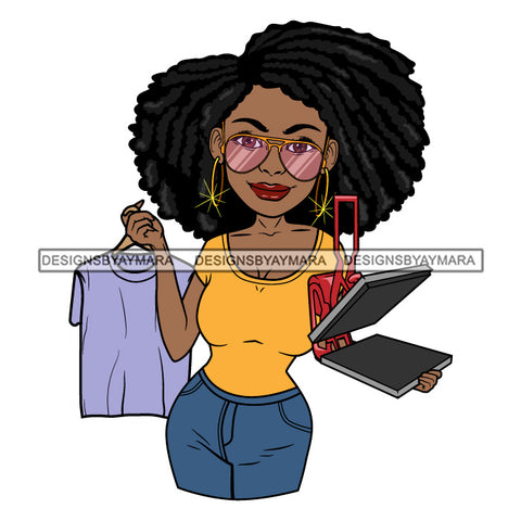 Afro Sexy Craft Woman Hoop Earrings Sunglasses Dreadlock Short Hair Style SVG Cutting Files For Silhouette and Cricut