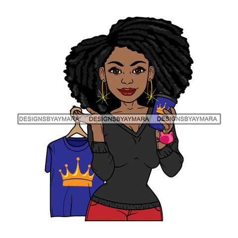 Afro Black Woman Graphic Designer Hoop Earrings Dreadlock Hair Style SVG Cutting Files For Silhouette and Cricut