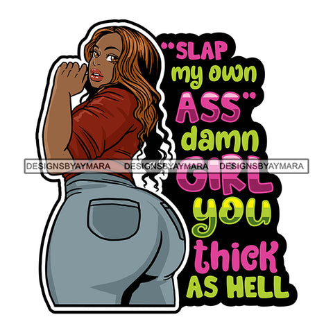 Sexy Voluminous Afro Woman Body Positivity Quote Positive Attitude Illustration SVG JPG PNG Vector Clipart Cricut Silhouette Cut Cutting