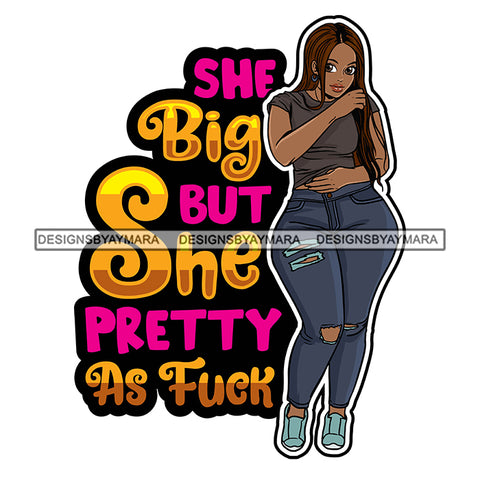 Sexy Voluminous Afro Woman Body Positivity Quote Desirable Attractive Illustration SVG JPG PNG Vector Clipart Cricut Silhouette Cut Cutting