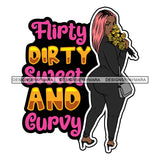Sexy Voluminous Afro Woman Body Positivity Quote Big Butt Curvy Illustration SVG JPG PNG Vector Clipart Cricut Silhouette Cut Cutting