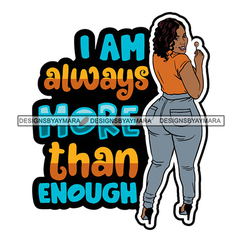 Sexy Voluminous Afro Woman Body Positivity Quote Sensual Big Butt Illustration SVG JPG PNG Vector Clipart Cricut Silhouette Cut Cutting