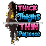 Sexy Voluminous Afro Woman Body Positivity Quote Thick Tights Proud Illustration SVG JPG PNG Vector Clipart Cricut Silhouette Cut Cutting