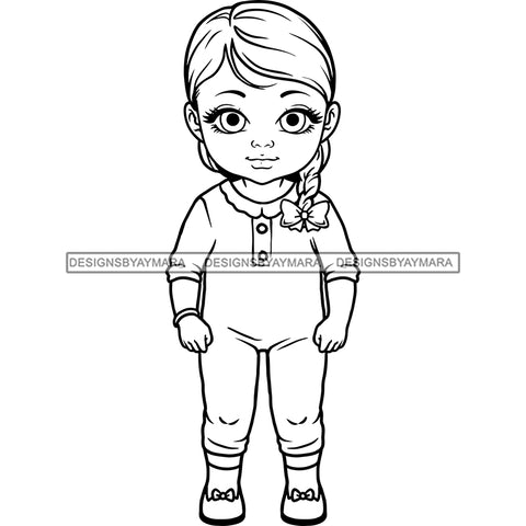 Adorable Baby Girl Wearing Pajamas Child Kids Children Infant Toddler Innocent Love Cute Childhood Happy Joy Smile SVG JPG PNG Vector Clipart Cricut Silhouette Cut Cutting