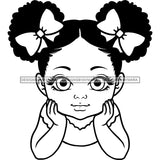Adorable Baby Girl Afro Puff Child Kids Hand In Face Children Infant Toddler Innocent Love Cute Childhood, Happy Joy Smile SVG JPG PNG Vector Clipart Cricut Silhouette Cut Cutting