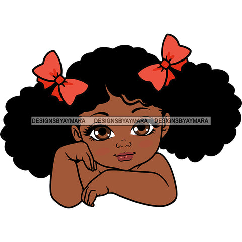 Adorable Baby Girl Afro Puff Hand In Face Child Kids Children Infant Toddler Innocent Hand In Face Love Cute Childhood Happy Joy Smile SVG JPG PNG Vector Clipart Cricut Silhouette Cut Cutting
