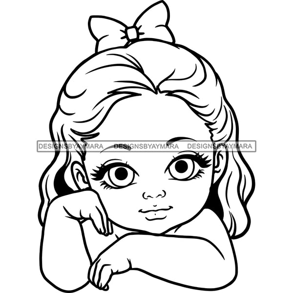 Adorable Baby Girl Hand In Face Child Kids Children Infant Toddler Innocent Hand In Face Love Cute Childhood Happy Joy Smile SVG JPG PNG Vector Clipart Cricut Silhouette Cut Cutting