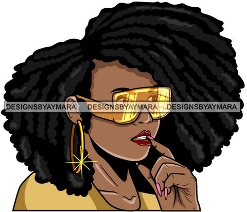 Afro Cute Lola Urban Hipster Girl Big Bamboo Earrings Boss Lady Black Woman Nubian Queen Melanin SVG Cutting Files For Silhouette Cricut and More