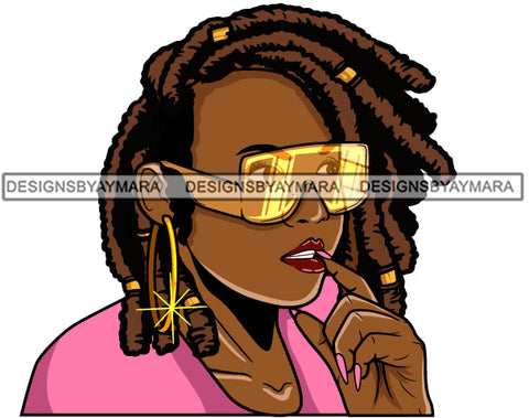 Afro Cute Lola Urban Hipster Girl Big Bamboo Earrings Boss Lady Black Woman Nubian Queen Melanin SVG Cutting Files For Silhouette Cricut and More