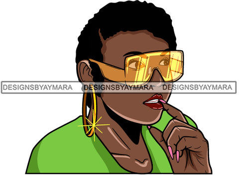 Afro Cute Lola Urban Hipster Girl Big Bamboo Earrings Boss Lady Black Woman Nubian Queen Melanin SVG Cutting Files For Silhouette Cricut and More