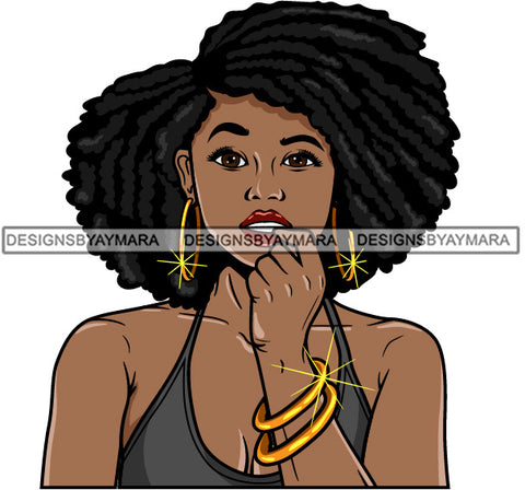 Afro Cute Lola Urban Hipster Girl Big Bamboo Earrings Boss Lady Black Woman Nubian Queen Melanin SVG Cutting Files For Silhouette Cricut and More